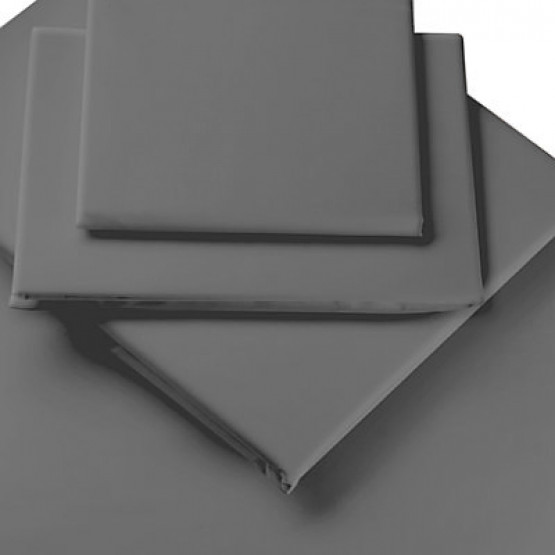 Lençol Solteiro com Elástico Percal 200 fios Cinza Grafite 90cmx190xcm30cm - Sultan