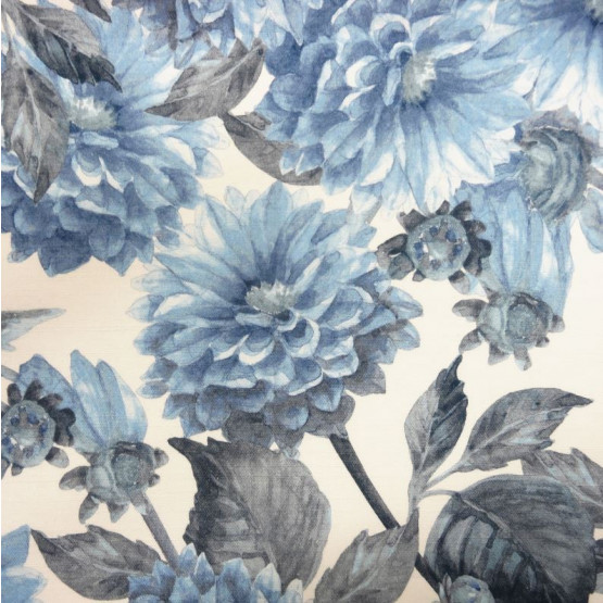 Tecido Lonita Linho Misto Estampa Digital Floral Gde Azul Larg 140cm 55%Algodão.22,5%Linho.13,5%Viscose.9%Poliester