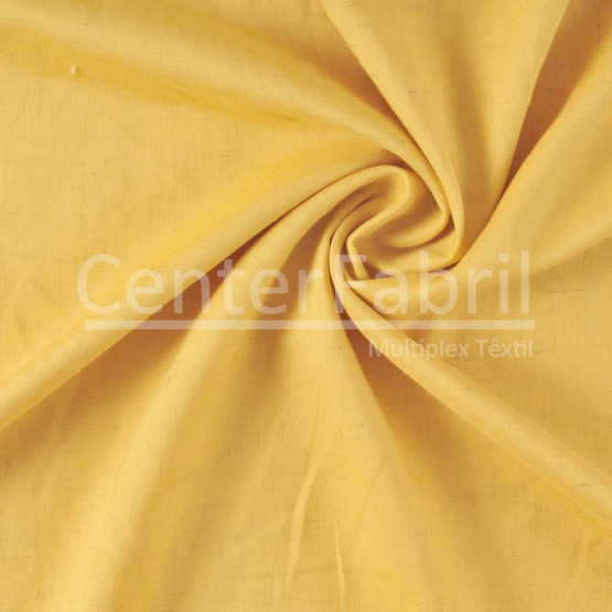 Tecido Cambraia Rayon Linen Tinto Amarelo Ouro Largura 140cm 85%Viscose 15%Linho 119gr/m2