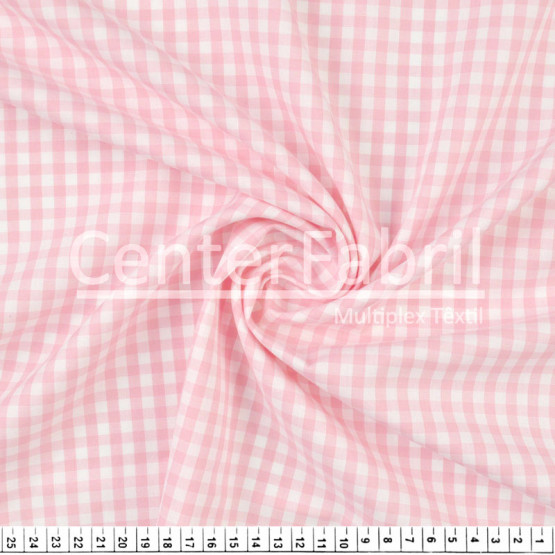 Tecido Tricoline Xadrez Vichy Rosa 9xm Larg 1,50mt 100% algodão ref 10341043