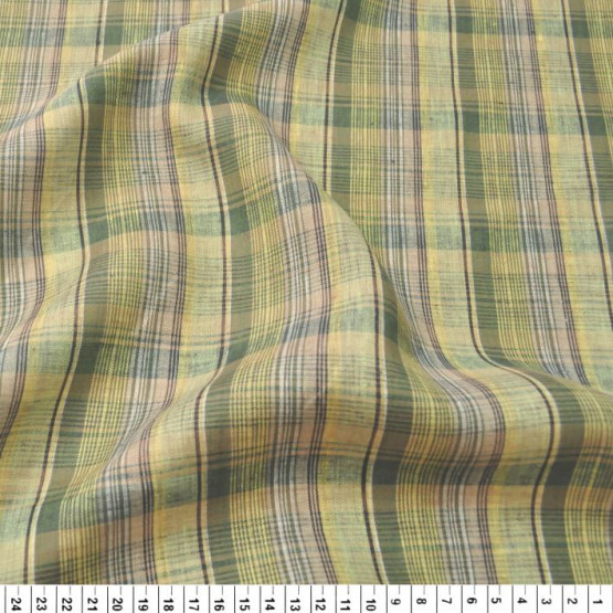 Tecido Cambraia de Linho Fio Tinto Xadrez Larg 1,50mt 100%Linho ref.FTtop 06/01- 125gr/m2