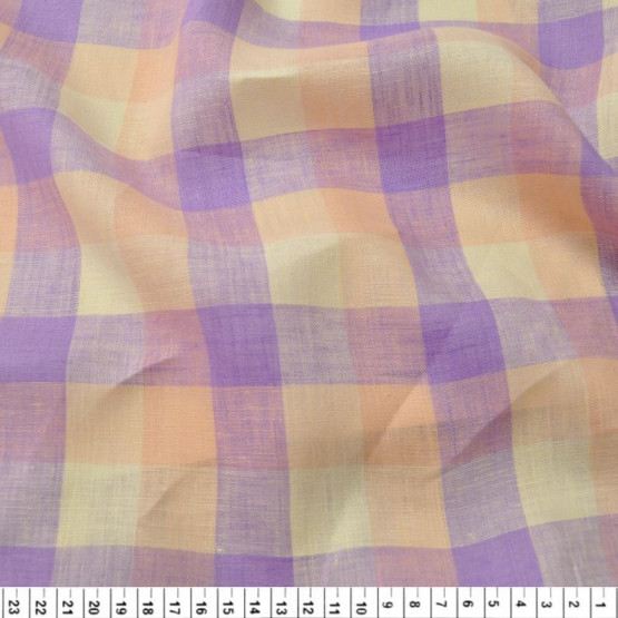 Tecido Cambraia de Linho Fio Tinto Xadrez Larg 1,50mt 100%Linho ref.FTtop 83/1- 125gr/m2