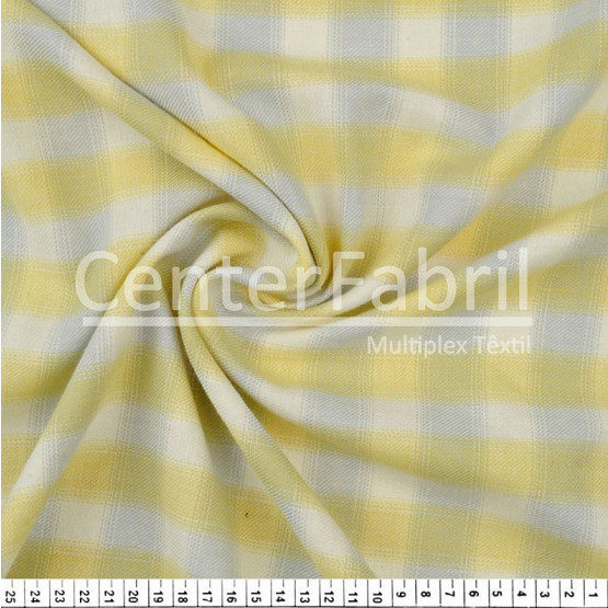 Tecido Flanela Xadrez Fio Tinto Amarelo Larg 147cm 100%Algodão