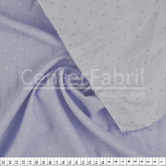 Tecido Chambray  Estampa Pois Azul Larg 1,50m -100%Algodão. Conserv1-J/2-3/3-3/4-3/5-2/6-8/6-4