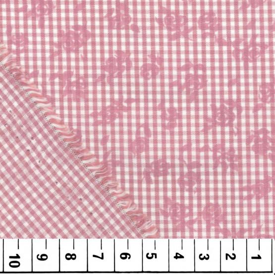 Tecido Tricoline Fio Tinto Xadrez Rosa Flores Larg 150cm 100%algodao 