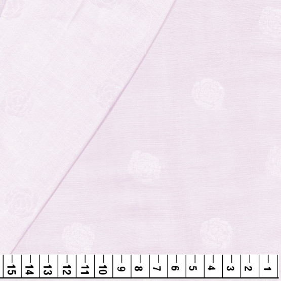 Tecido Algodão Jacquard fio tinto dupla face Lilas com rosas brancas Larg.1,47m -100%algodão