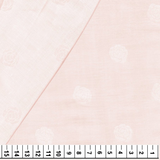 Tricoline Jacquard fio tinto dupla face Rosa com rosas brancas -100%algodao Preço por Metro