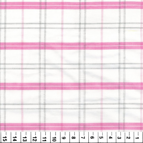 Tecido Tricoline Xadrez Rosa Fundo Branco Fio Tinto Larg 150cm 98%algodão 2%poliéster 112gr/m2