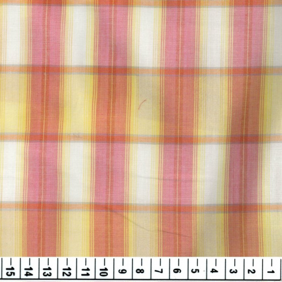 Tecido Tricoline Xadrez Rosa Amarelo Fio Tinto Larg 150cm 100%algodão 112gr/m2