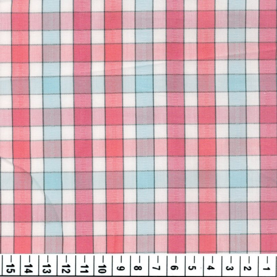Tecido Tricoline Xadrez Rosa Azul Fio Tinto Larg 150cm 100%algodão 112gr/m2