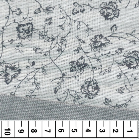 Tecido Algodão Jacquard Fio Tinto dupla face Branco com Flores Pretas Larg 1,47m-100%algodao Preço por Metro
