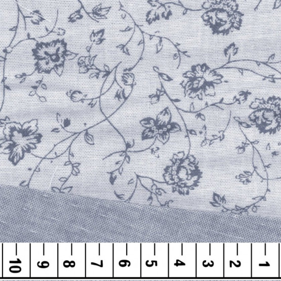 Tecido Algodão Jacquard fio tinto dupla face Branco com Flores Azul Marinho Larg 1,47m-100%algodao