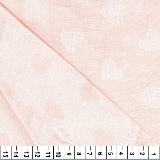 Tricoline Jacquard fio tinto dupla face Rosa com coração branco -100%algodao Preço por Metro