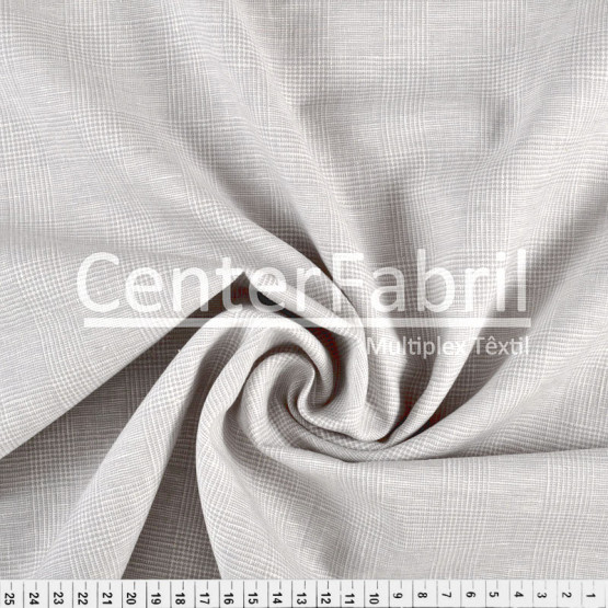 Tecido Cambraia Linho Misto Principe de Galles Cinza Lg140cm 55%Linho 45%Algodão -165 gr/m²