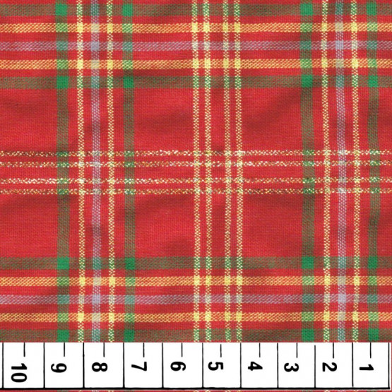 Tricoline Xadrez Verde e Vermelho Natal com fio lurex Preço por Metro