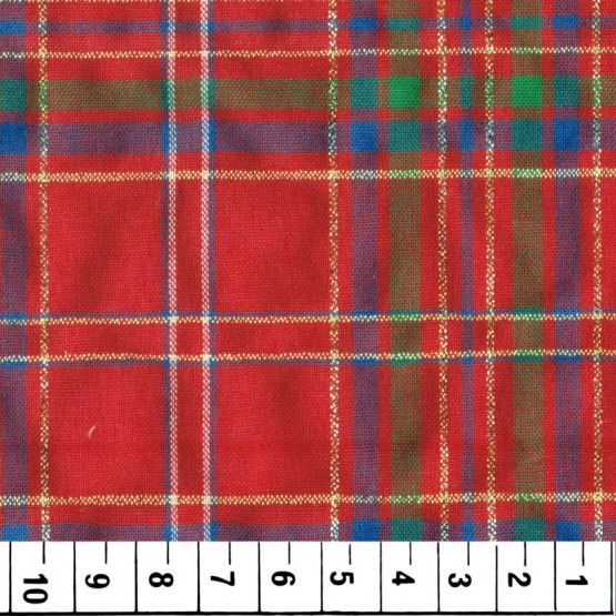Tricoline Xadrez Verde e Vermelho Natal com fio lurex Preço por Metro