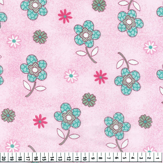 Tecido Tricoline Floral Larg 1,47mt 100% algodão