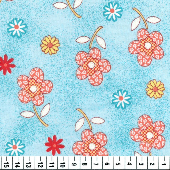Tecido Tricoline Floral Larg 1,47mt 100% algodão