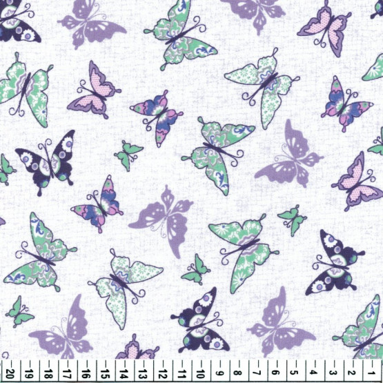 Tecido Tricoline Borboleta Larg 1,47mt 100% algodão