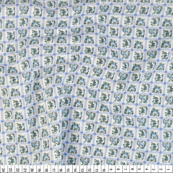 Tecido Tricoline Tropical Estamp Azul Fdo Bco  Lg1,40cm 100%Algodão