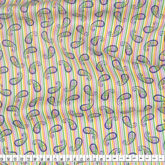 Tecido Tricoline Estampa Listras com Cashmere Larg147cm 100%Algodao. Conserv1-I/2-2/3-2/5-3/6-2