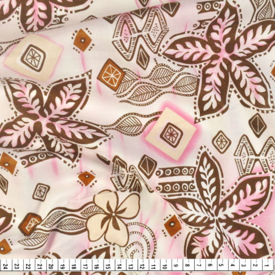 Tecido Tricoline Estamp Floral Marrom  Color Fdo Bco Larg147cm 100%Algodao