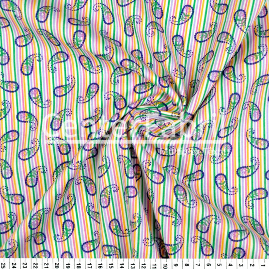 Tecido Tricoline Estampado Marinho Fdo List colors larg 147cm 100%Algodão