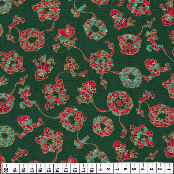 Tecido Tricoline Natal - Mini Guirlanda Verde - 100%algodão Preço por Metro
