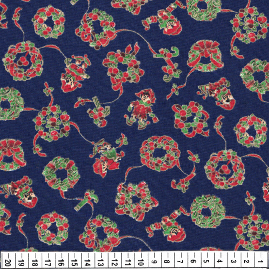 Tecido Tricoline Natal - Mini Guirlanda Azul - Larg140cm 100%algodão Preço por Metro