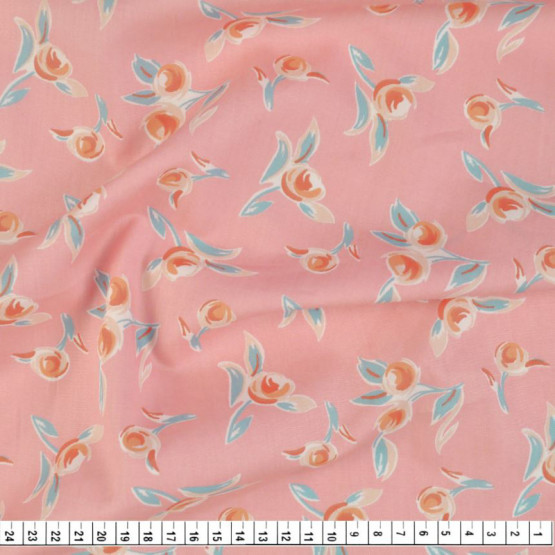 Tecido Tricoline Estampado Fdo Coral Larg,140cm 100%Algodão Promo de R$26,90 por