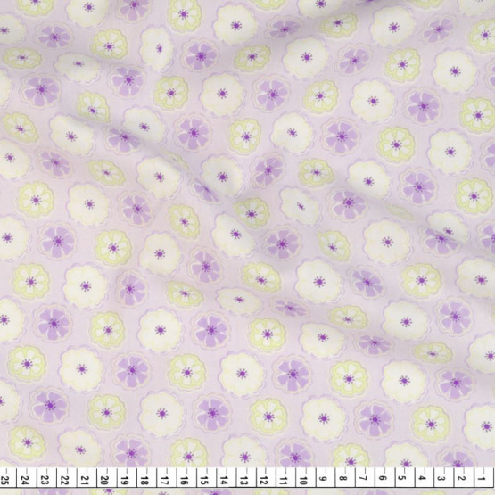 Tecido Tricoline Estamp Gold Fdo Lilás Floral Pequeno Larg 150cm 100%Algodao