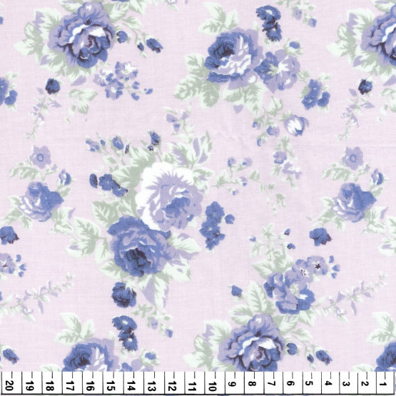 Tricoline Estampa de Flores Lilases Larg. 1,47mt100%algodão Preço por Metro