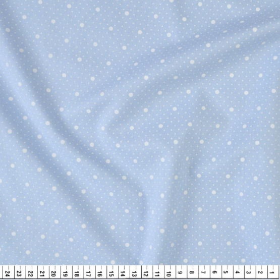 Tecido Tricoline Estampa Bolinhas Brancas Fundo Azul Larg 1,47mt 100% algodão