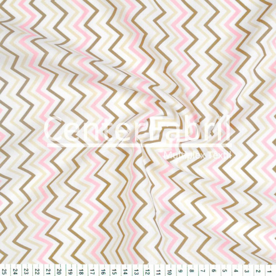 Tecido Tricoline Estampa Chevron Fdo Branco Larg 1,47mt 100% algodão Preço por Metro -120gr/m² 