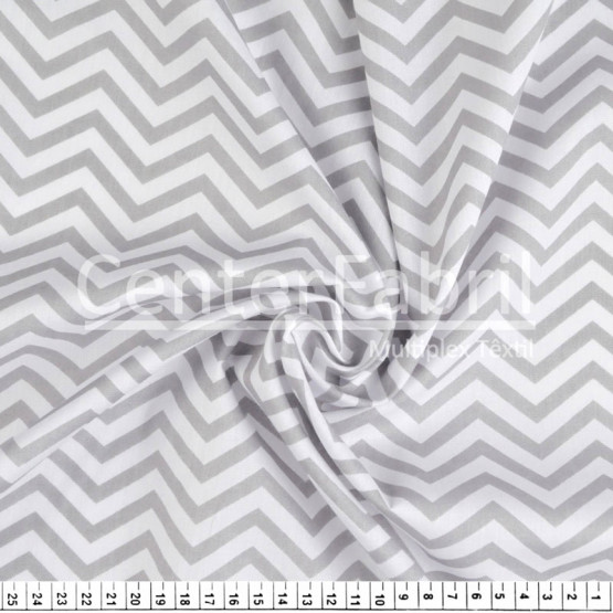 Tecido Tricoline estampa Chevron Cinza Larg 147cm 100% Algodão 120gr/m2 Preço por Metro