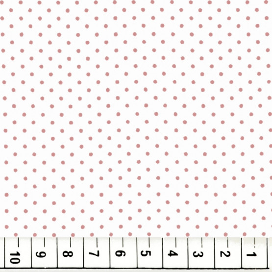 Tricoline bolas rosas fundo branco 100%algodão