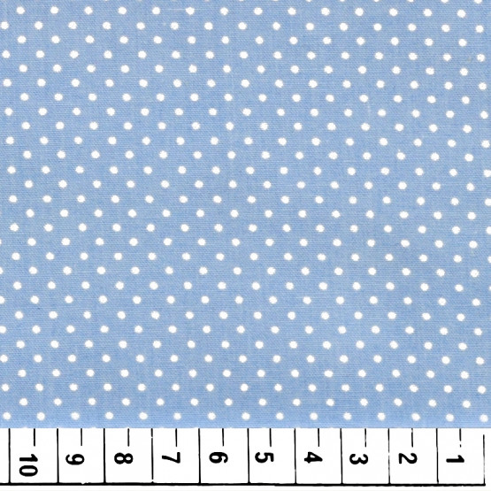 Tricoline bolas brancas fundo azul 100%algodão