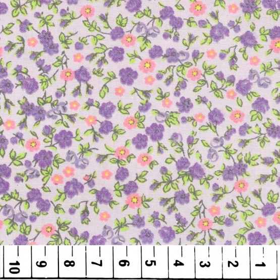 Tecido Tricoline Floral Lilás Larg 150cm 100% algodão 112gr/m2 Promo R$26,90 por R$ 9,90