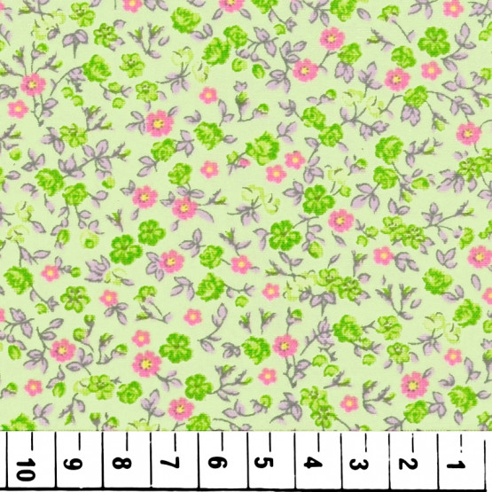 Tricoline estampada floral verde 100% algodão varejo e atacado