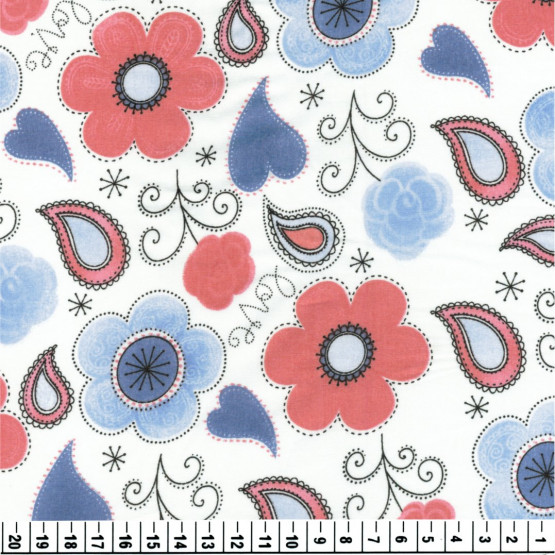 Tricoline  Floral Larg. 1,47mt 100%algodão