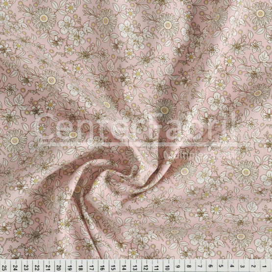 Tecido Tricoline Galles Est Floral Fdo Rosa Larg 1,50mt 100% Algodão Promo de R$26,90 por