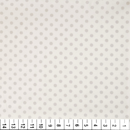 Tecido Tricoline EstampadoBolinha Cinza e fundo Gêlo Larg 1,47m-100%algodao hdtf