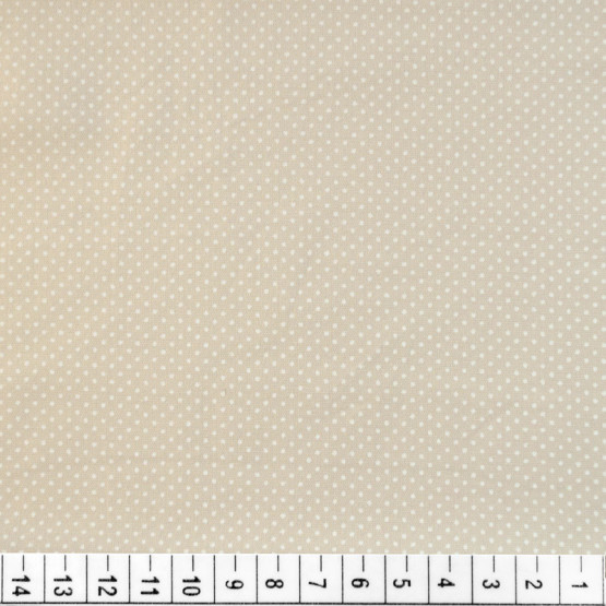 Tecido Tricoline Estampado Bolinha fundo Bege e Bolinha Branca Larg 1,47m -100%algodão hdtf