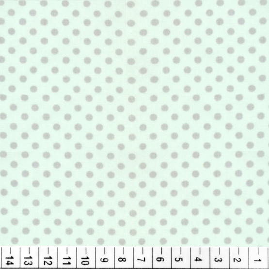 Tecido Tricoline Estampado Bolinhas Cinzas e fundo Verde Larg 1,47m -100%algodao hdtf