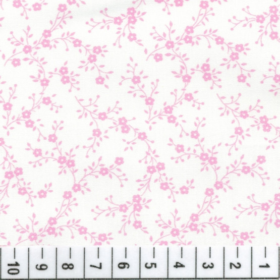 Tricoline floral liberty Lina Rosa e branco 100%algodão