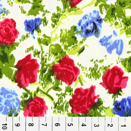 Tricoline estampa floral rosa azul larg147cm - 100% algodão - tambem no atacado-promoção de R$ 26,90 por
