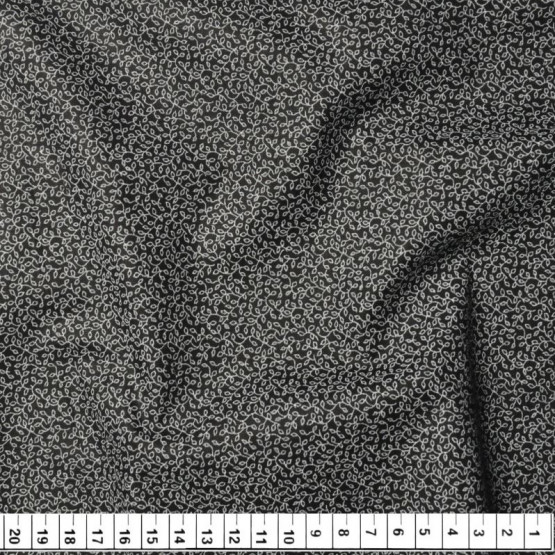 Tecido Tricoline Estampa Micro Floral Fundo Preto Larg.140cm Comp.100% Algodão Preço por Metro -120gr/m² - LB,A2,S1,P3,LS5