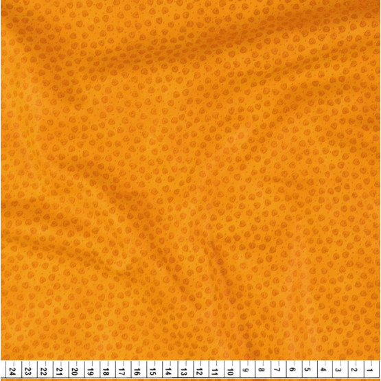 Tecido Tricoline Estampa Micro Coração Fundo Laranja Larg.150cm Comp.100% Algodão Preço por Metro -120gr/m²-LB,A2,S1,P3,LS5