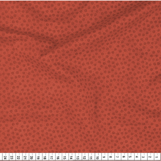 Tecido Tricoline Estampa Micro Coração Fundo Tijolo Larg.150cm Comp.100% Algodão Preço por Metro -120gr/m²-LB,A2,S1,P3,LS5
