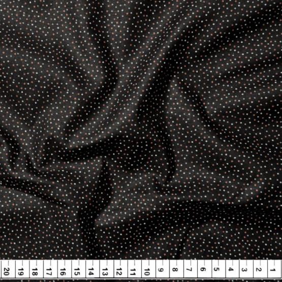 Tecido Tricoline Estampa Micro Bolinhas Fundo Preto Larg.150cm Comp.100% Algodão Preço por Metro -120gr/m² - LB,A2,S1,P3,LS5